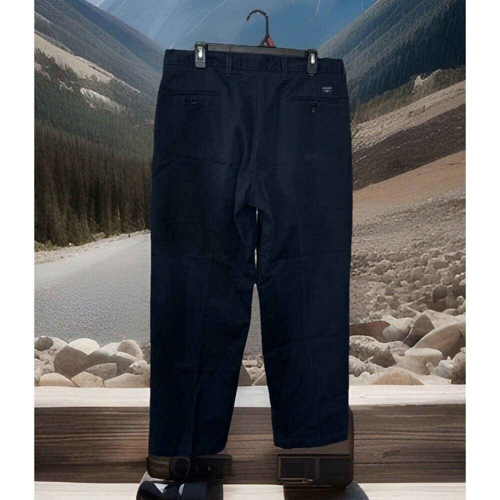 Y2K 90 Docker Pant Classic Fit Easy Khaki Navy 34x29 Career USA Deadstock Baggy